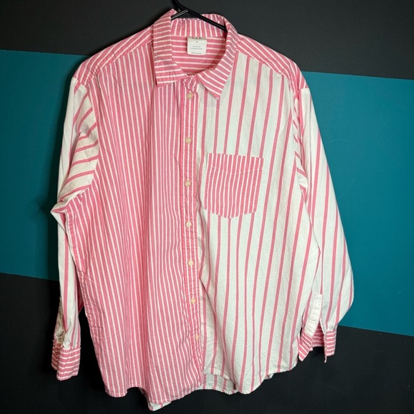 GAP Pink and White Oversized Button Down Shirt - Picture 3 of 10